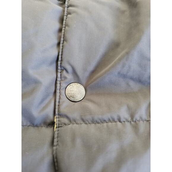 Vintage Polo Ralph Lauren Down Puffer Mens L Black Yellow Puffer Reversible - Picture 3 of 12